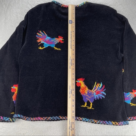 Design Options Philip Jane Gordon Sweater Womens XL Knitted Rooster Cardigan VTG - Picture 11 of 14